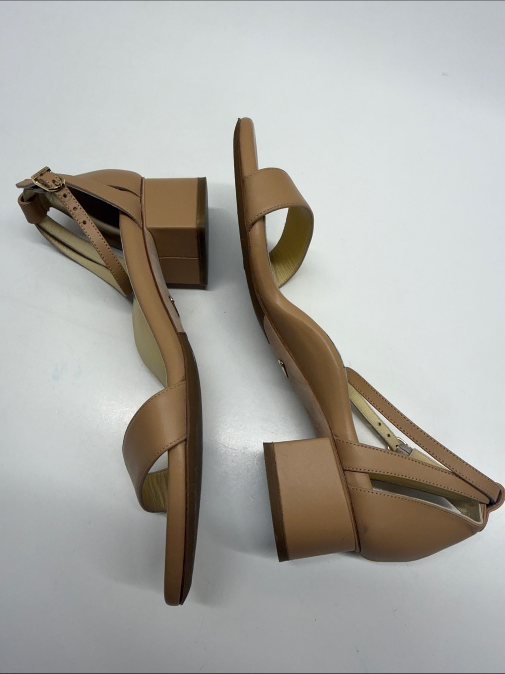 Sarah Flint Perfect Block Sandal Open Toe 30 MM Calf Leather Tan Brown Size 39 - Picture 8 of 13